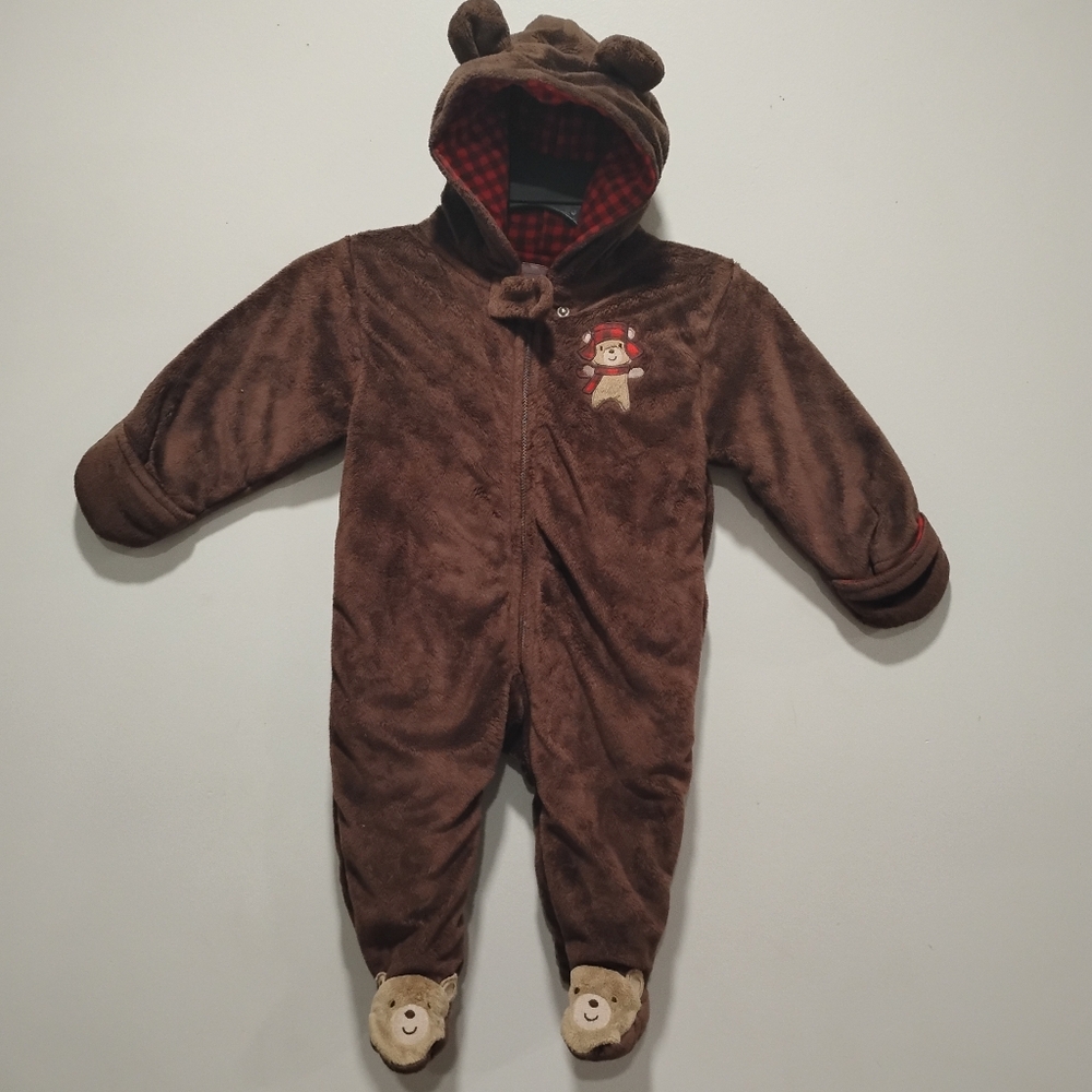 Brown Carter's Just One You Hooded Kids One Piece Winter Snowsuit Size 9 Months